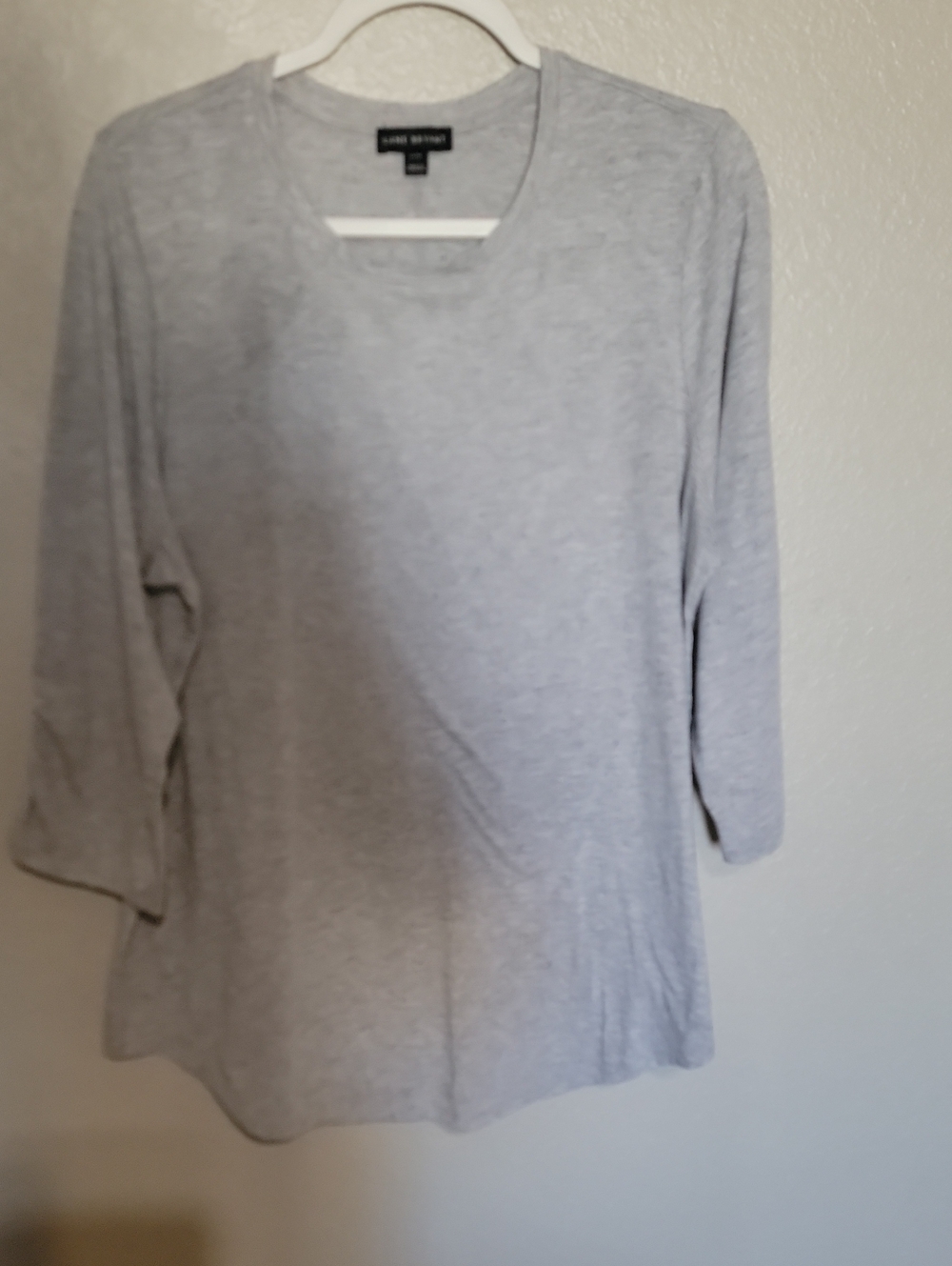 Lane Bryant Heather Gray Long-Sleeve Crewneck Top